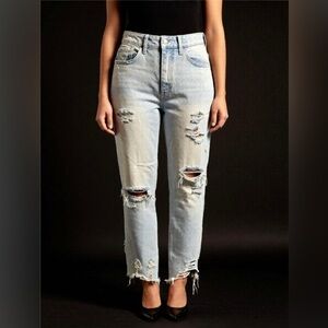 Flying Monkey High-Rise Distressed Straight Leg Jeans